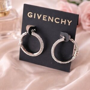 Givenchy Sparkling Silver Hoop Earrings